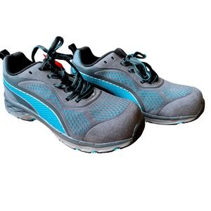 Puma‎ Safety Fuse Knit Blue Wns Low EH Work Shoes Grey Teal Size 7